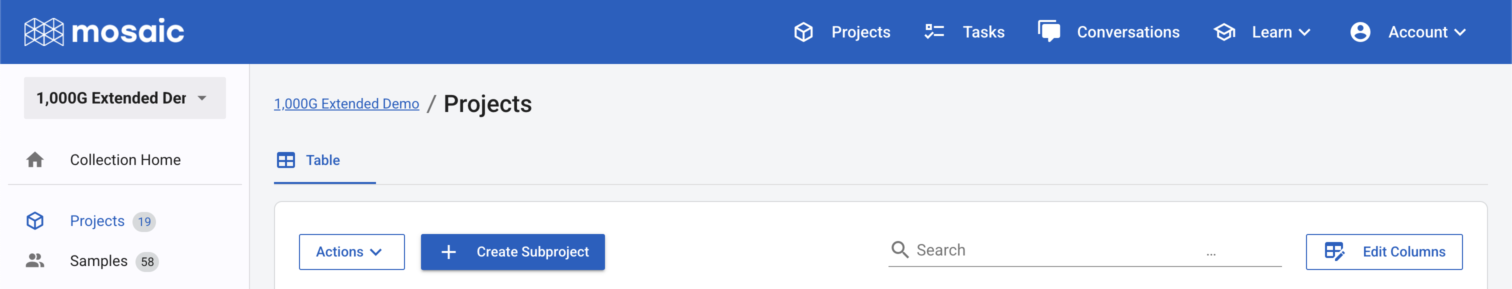 create project in collection