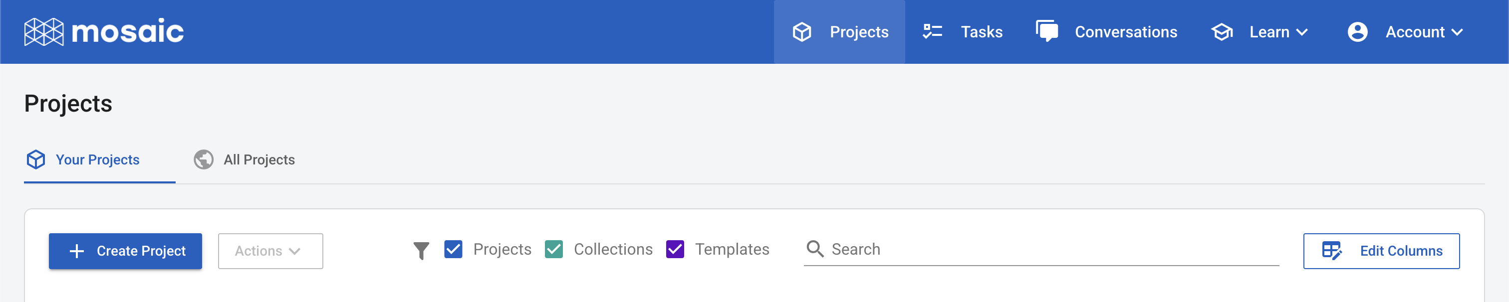 create project in projects