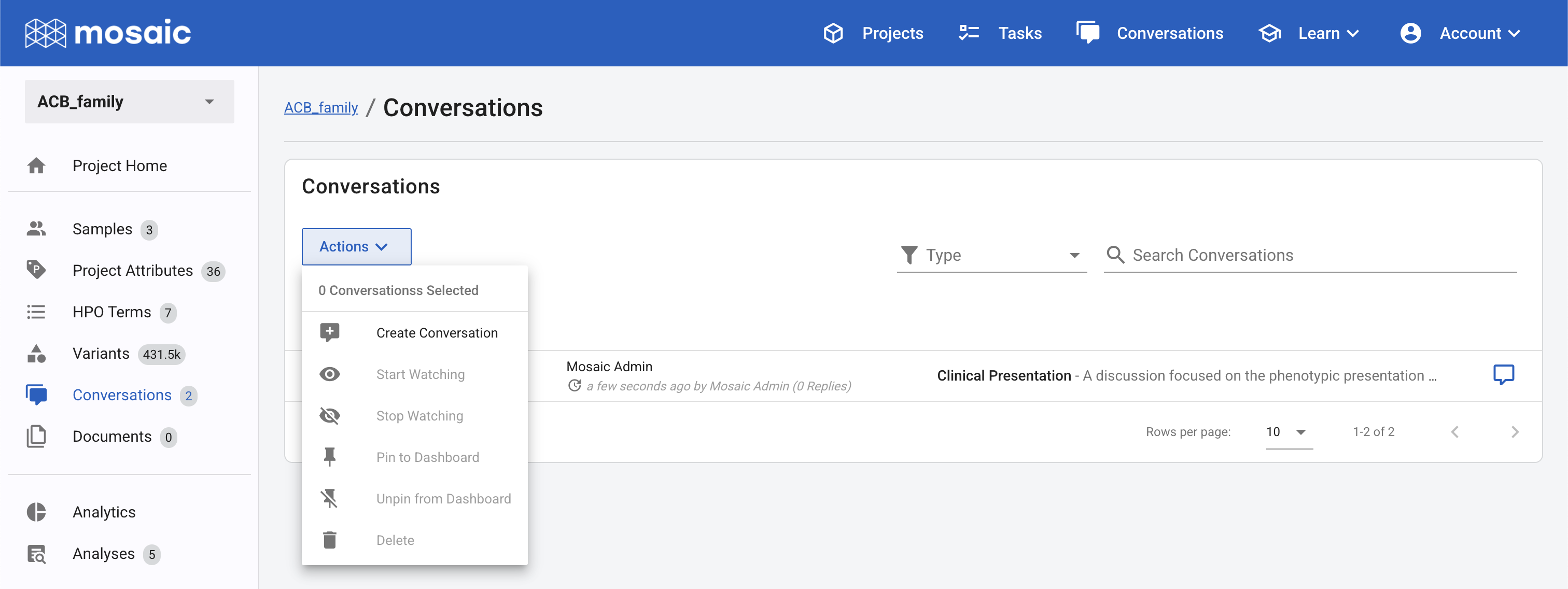 viewing conversations